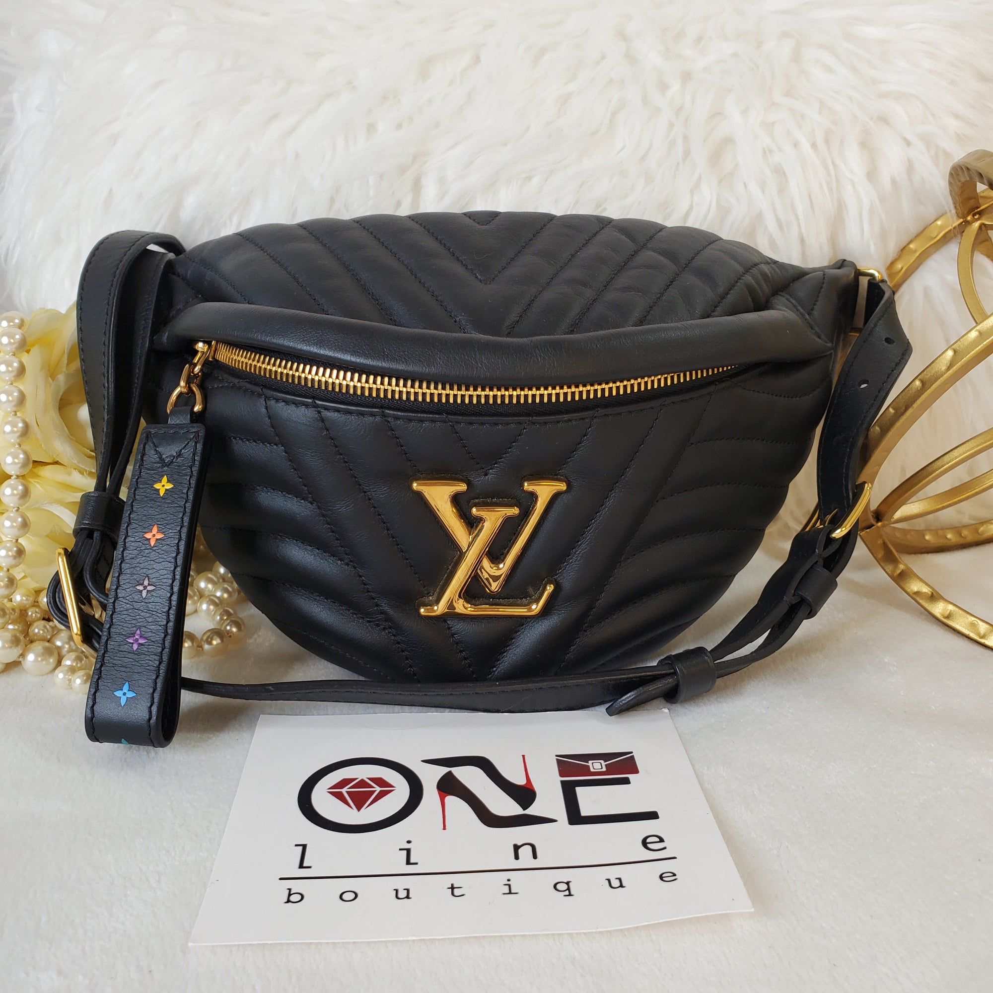 Louis Vuitton Black Quilted Calfskin Leather New Wave Bumbag Bag