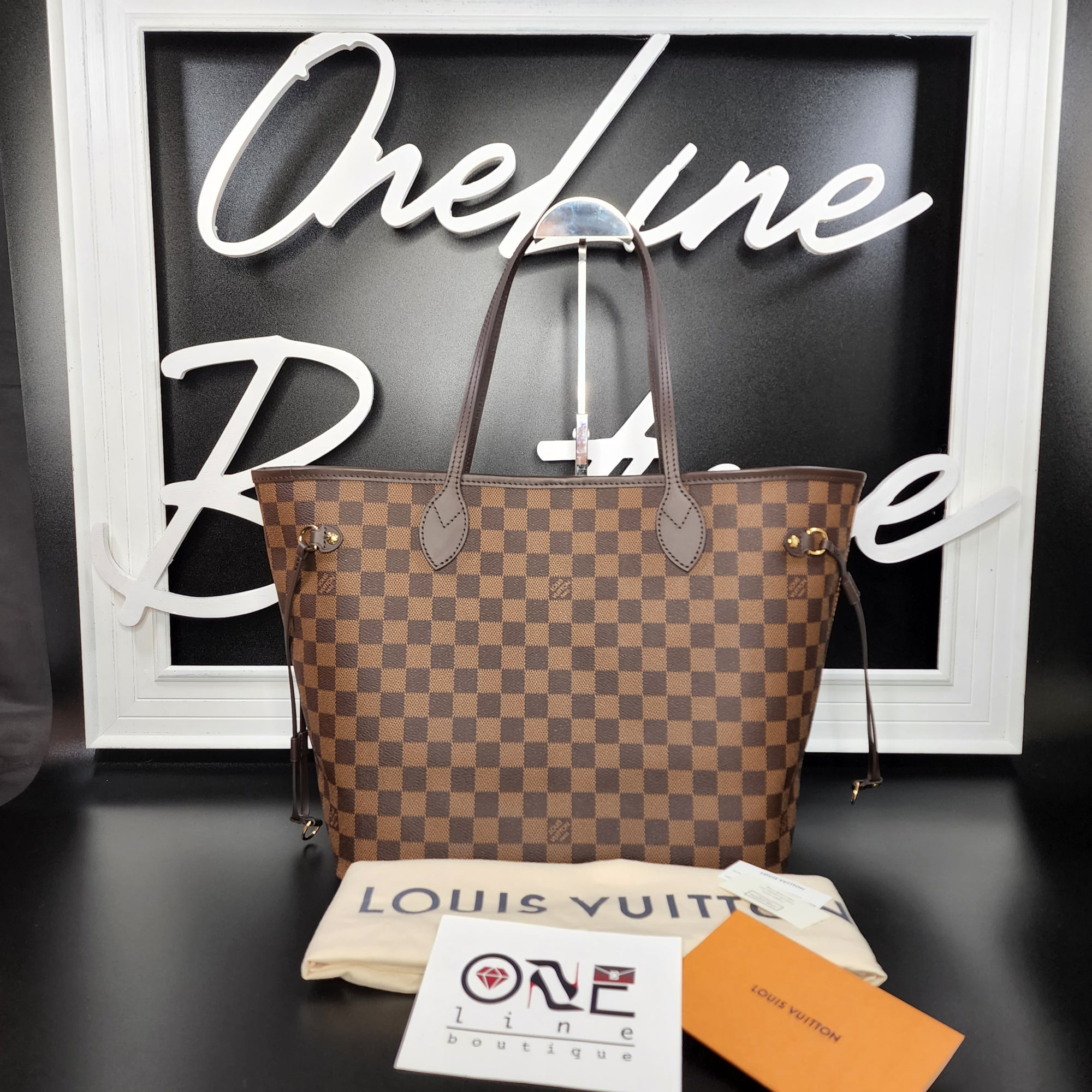 NEW LOUIS VUITTON NEVERFULL MM DAMIER EBENE (BAG ONLY) - OneLine Boutique